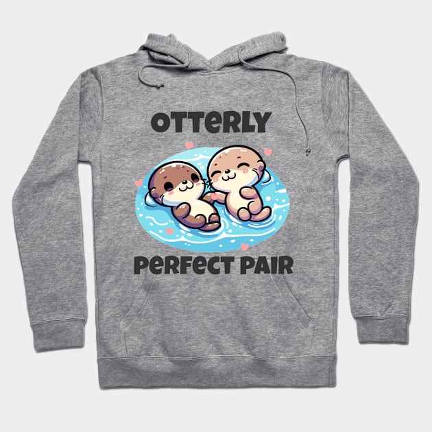 Cute Lovely Otter holding hands Swimming in Peace Hoodie by MunMun